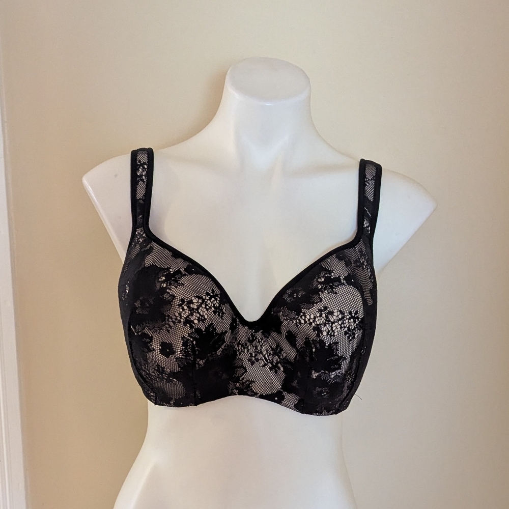 Cacique black and tan lace bra size 38 DDD